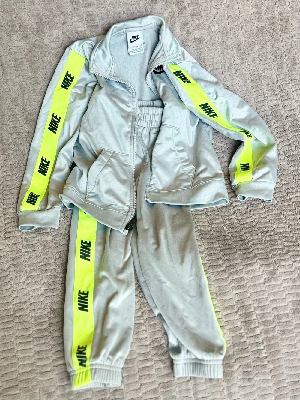 Nike Light Gray Kids Zip Jacket and pants